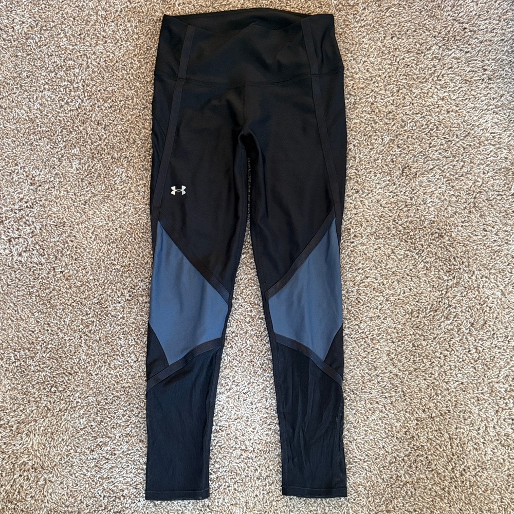 Under Armour Women’s Black & Slate Blue Panel Performance Leggings